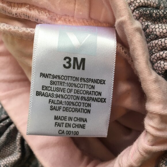 Baby V Skirt Sz 3 Months Pink Gray Lace Tights Jersey Knit - Picture 11 of 11